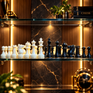 Premium gloss black and ivory Staunton chess pieces